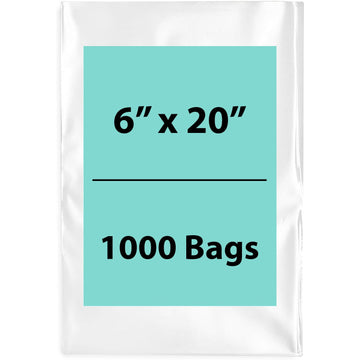 Clear Poly Bags Thickness: 4 Mil Size: 6 inch (width) X 20 inch (Height) Pack 1000 Bags